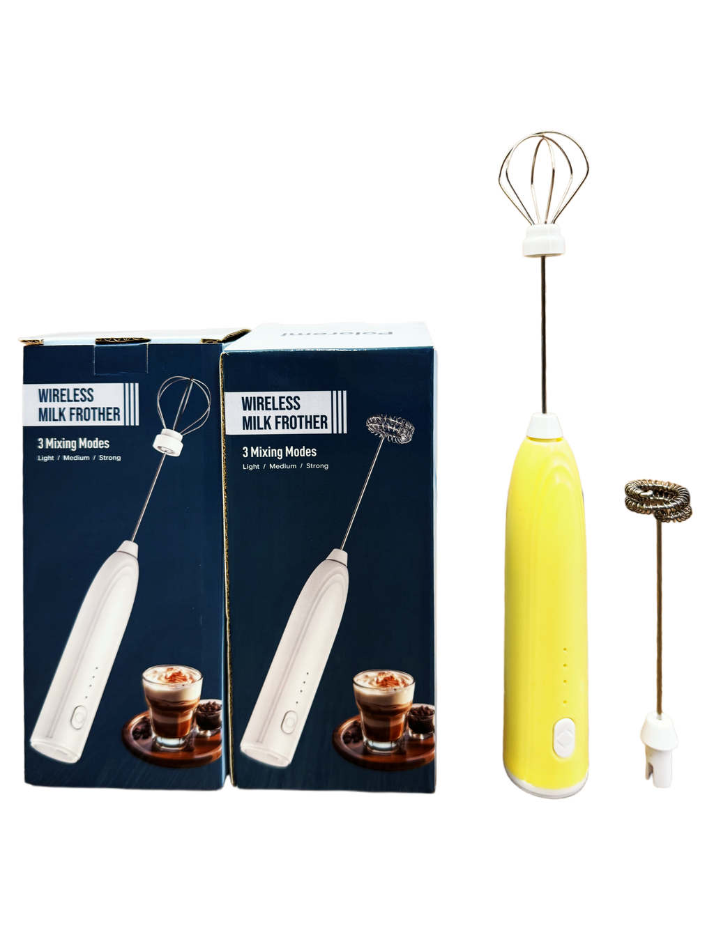 Poloromi | Rechargeable Milk Frother Handheld, Electric Whisk with 3 Speeds, Hand Drink Mixer with 2 Heads, Portable Coffee Frother Wand Handheld for Coffee, Lattes, Cappuccino, Eggs