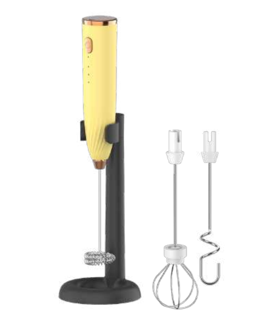 Poloromi | Rechargeable Milk Frother Handheld, Electric Whisk with 3 Speeds, Hand Drink Mixer with 2 Heads, Portable Coffee Frother Wand Handheld for Coffee, Lattes, Cappuccino, Eggs